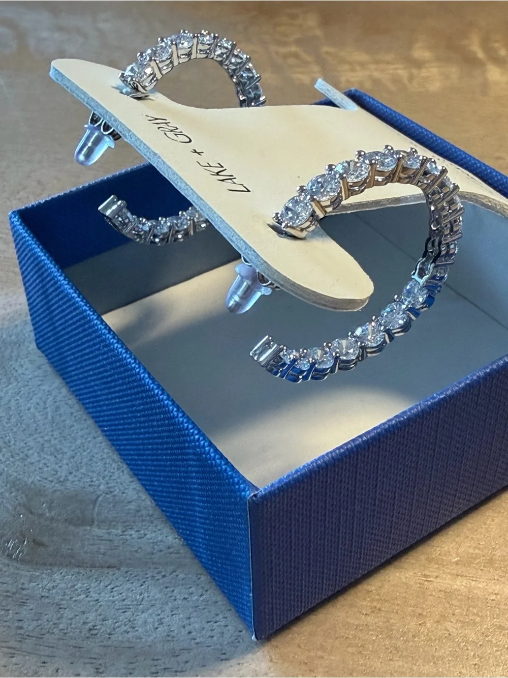 Silver Cubic Zirconia Hoop Earrings - Clear Sparkle